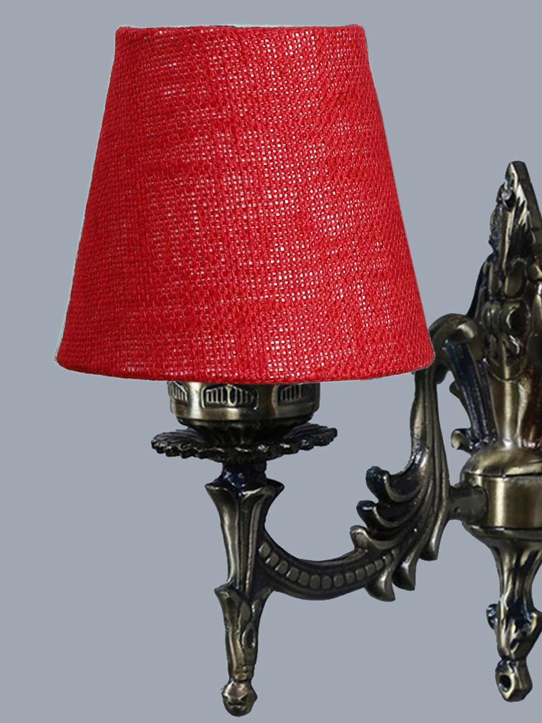 Antique Gold Wall Lamp for Office/Home/Gifting with Jute conical Maroon Shade(7x5.5x9.25) Inches -26