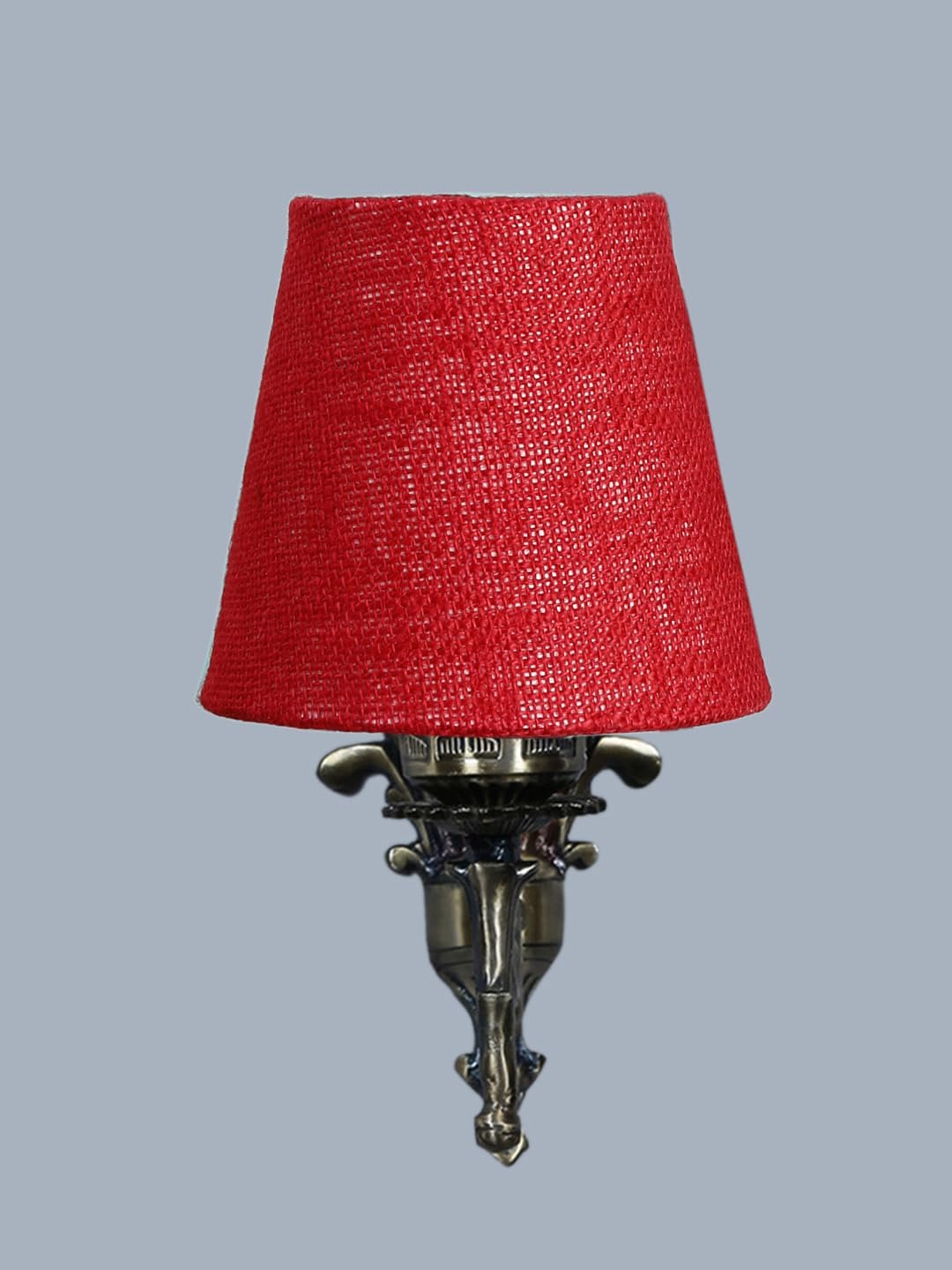 Antique Gold Wall Lamp for Office/Home/Gifting with Jute conical Maroon Shade(7x5.5x9.25) Inches -26
