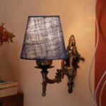 Antique Gold Wall Lamp for Office/Home/Gifting with Jute conical Blue Shade(7×5.5×9.25) Inches -27