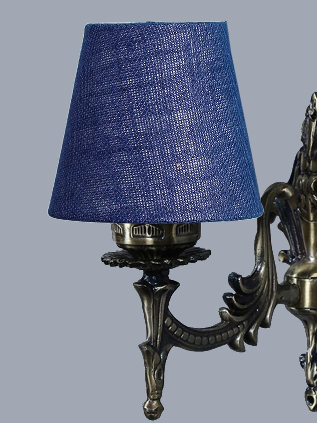 Antique Gold Wall Lamp for Office/Home/Gifting with Jute conical Blue Shade(7x5.5x9.25) Inches -27