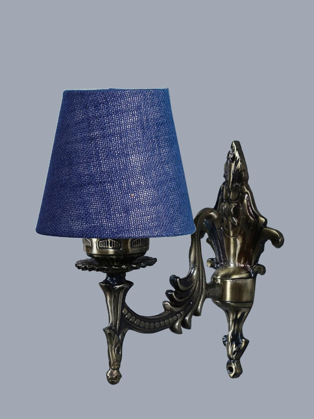 Antique Gold Wall Lamp for Office/Home/Gifting with Jute conical Blue Shade(7x5.5x9.25) Inches -27