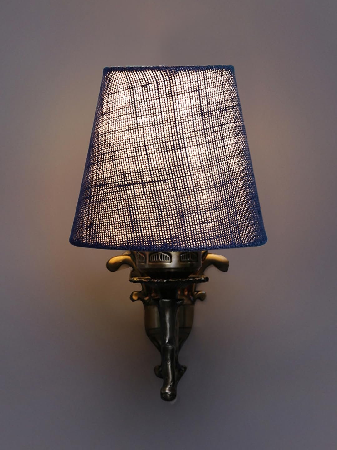 Antique Gold Wall Lamp for Office/Home/Gifting with Jute conical Blue Shade(7x5.5x9.25) Inches -27