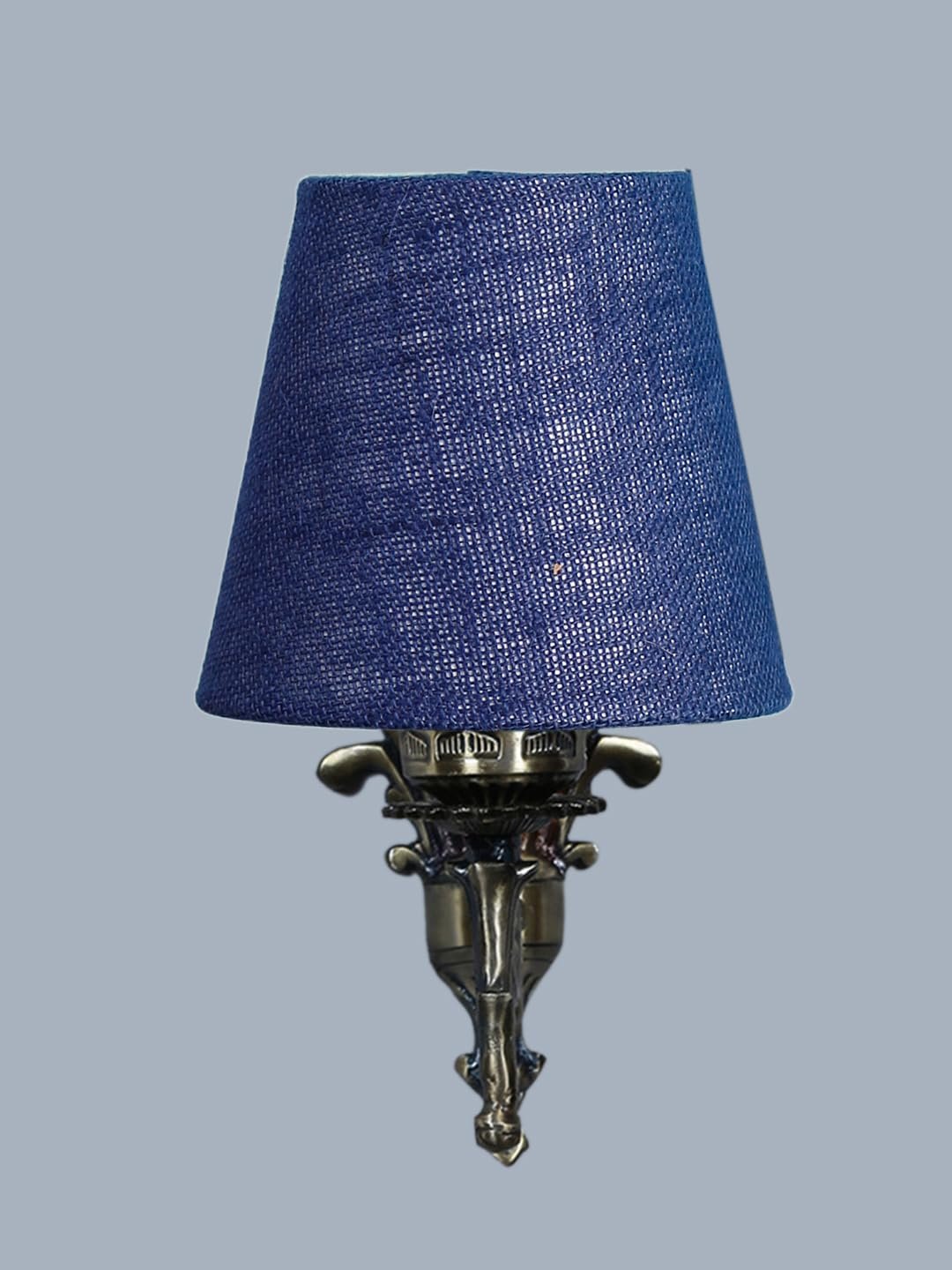 Antique Gold Wall Lamp for Office/Home/Gifting with Jute conical Blue Shade(7x5.5x9.25) Inches -27