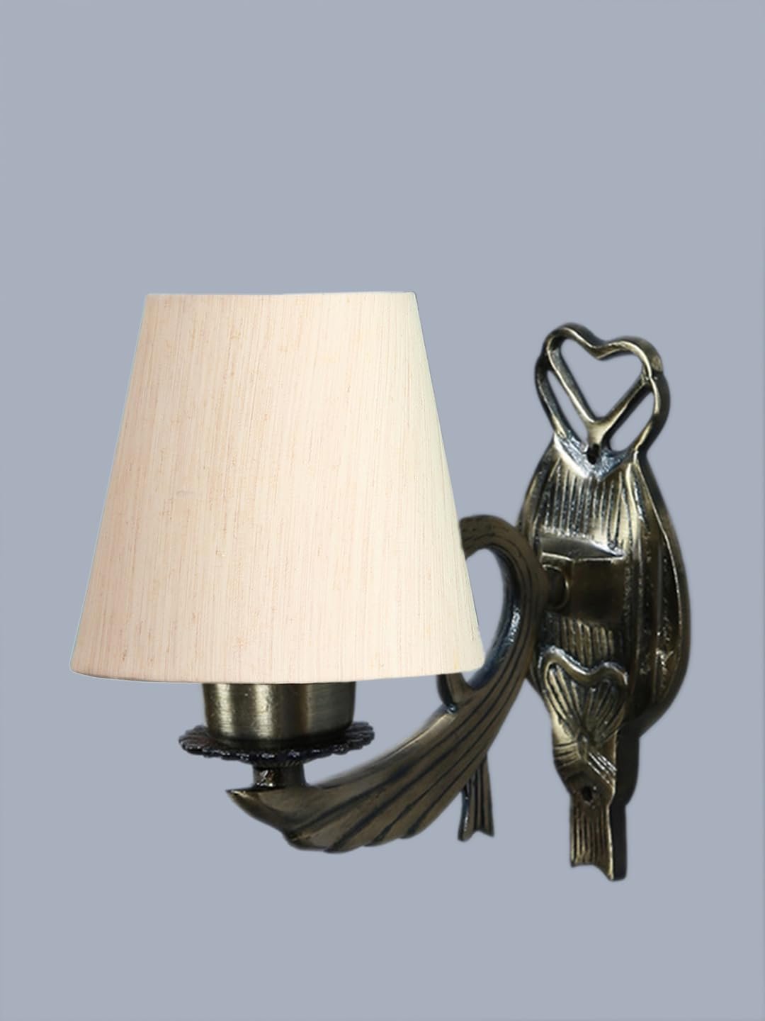 Antique Gold Wall Lamp for Office/Home/Gifting with Cotton conical Off-White Shade(7x5.5x9.25) Inches -46