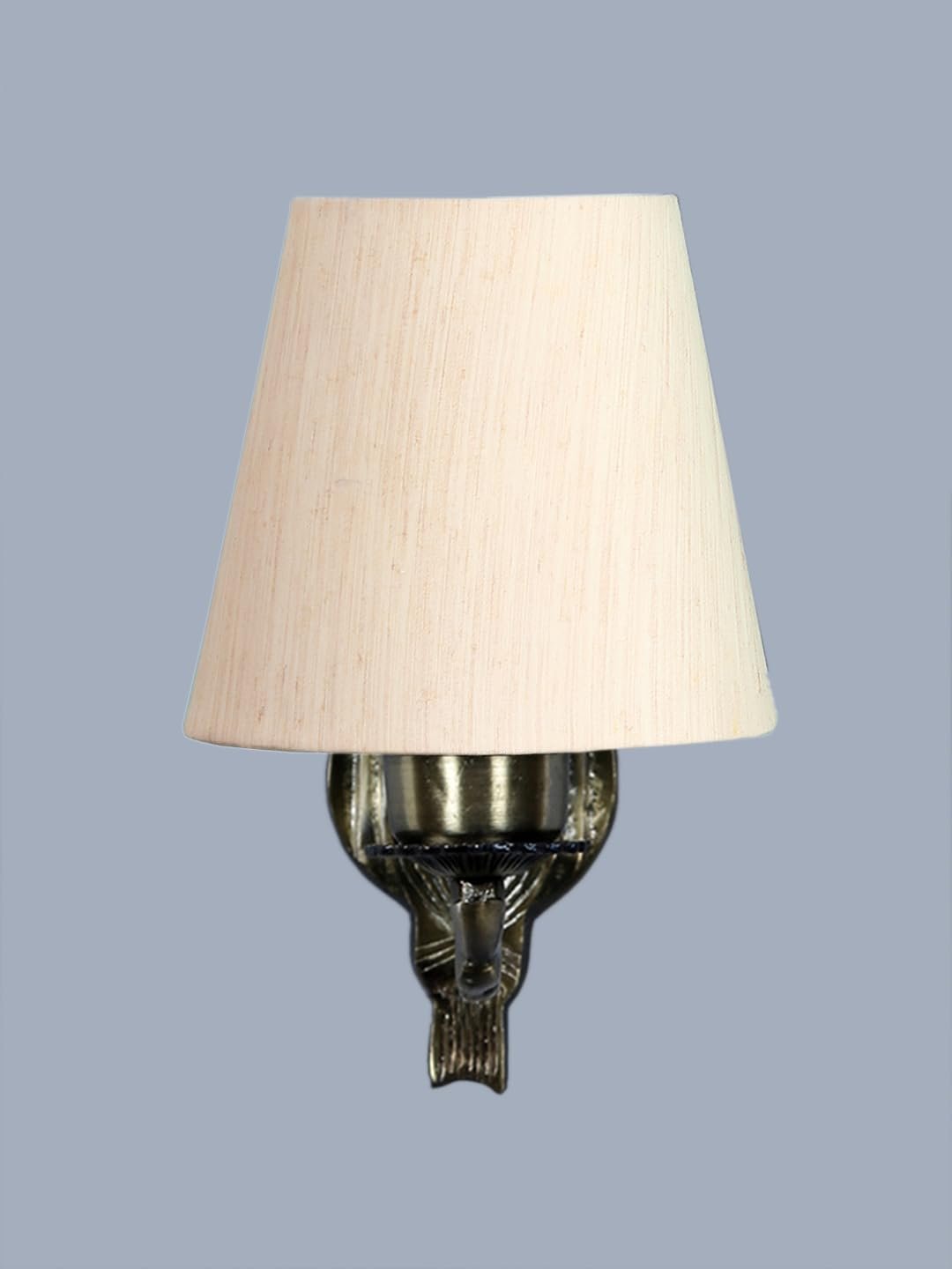 Antique Gold Wall Lamp for Office/Home/Gifting with Cotton conical Off-White Shade(7x5.5x9.25) Inches -46