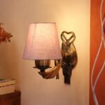 Antique Gold Wall Lamp for Office/Home/Gifting with Cotton conical Grey Shade(7×5.5×9.25) Inches