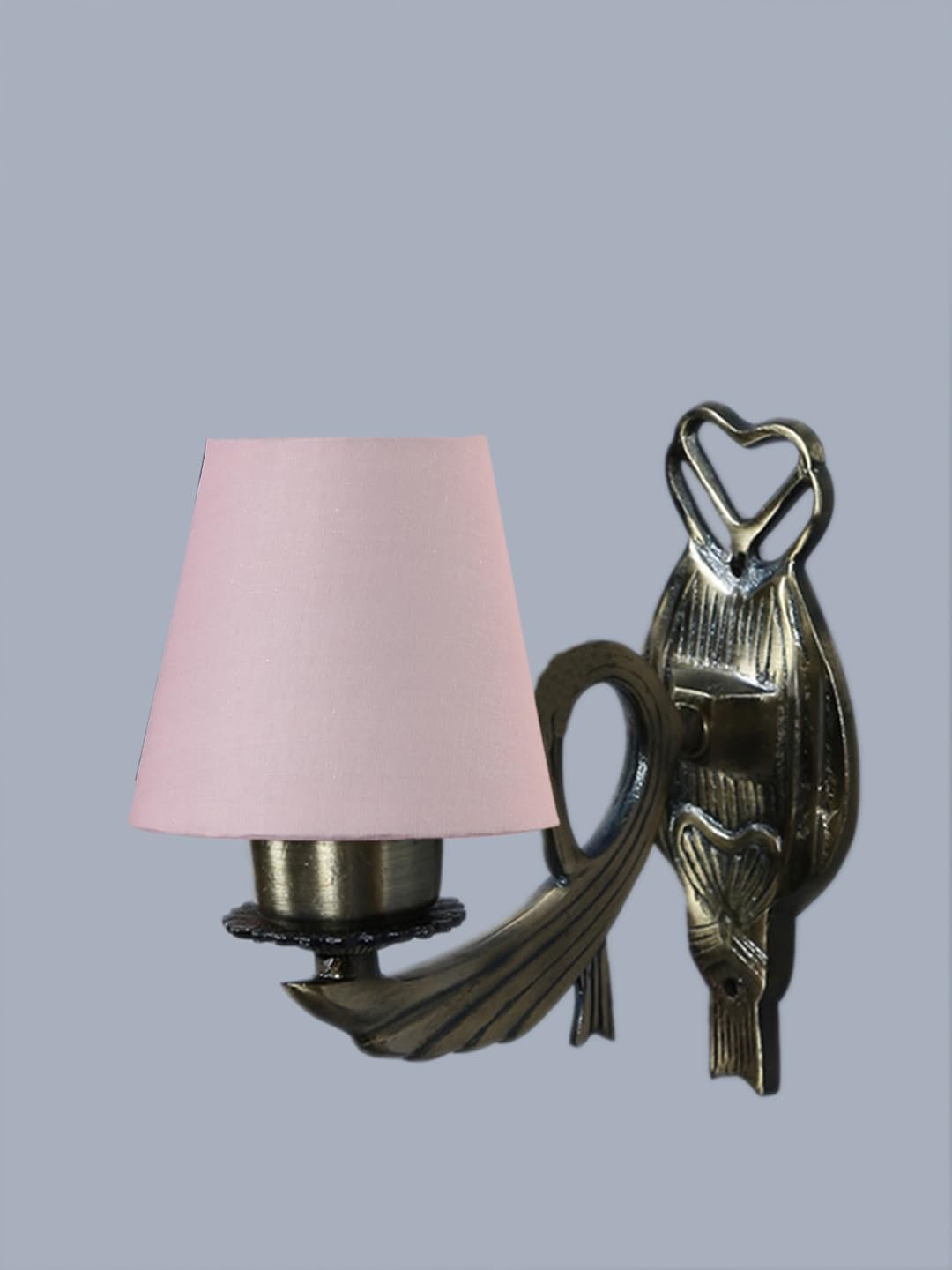 Antique Gold Wall Lamp for Office/Home/Gifting with Cotton conical Grey Shade(7x5.5x9.25) Inches