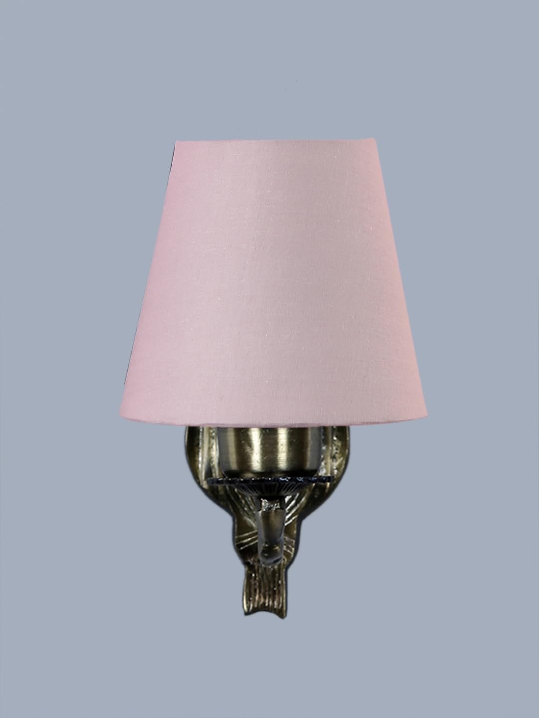 Antique Gold Wall Lamp for Office/Home/Gifting with Cotton conical Grey Shade(7x5.5x9.25) Inches