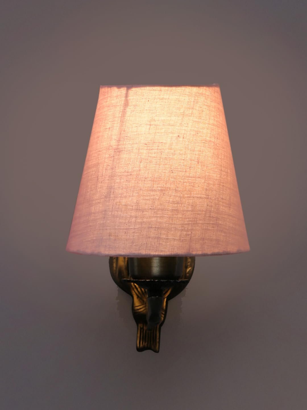 Antique Gold Wall Lamp for Office/Home/Gifting with Cotton conical Grey Shade(7x5.5x9.25) Inches