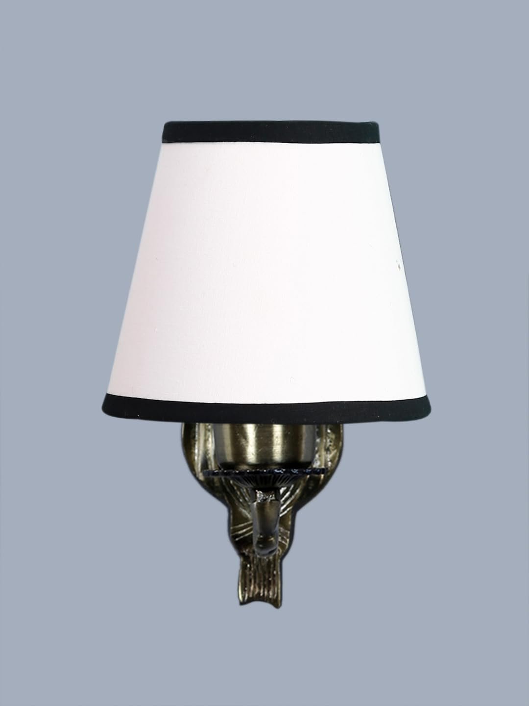 Antique Gold Wall Lamp for Office/Home/Gifting with Cotton conical White & Black Shade(7x5.5x9.25) Inches -52