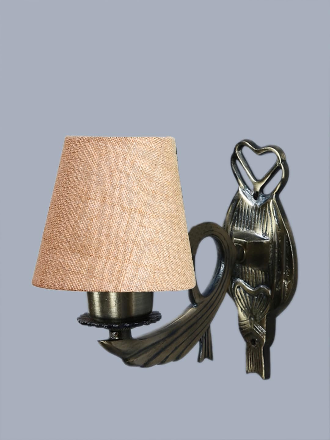 Antique Gold Wall Lamp for Office/Home/Gifting with Jute conical Beige Shade(7x5.5x9.25) Inches -53