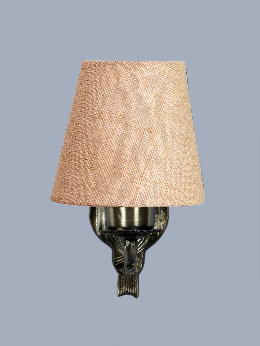 Antique Gold Wall Lamp for Office/Home/Gifting with Jute conical Beige Shade(7x5.5x9.25) Inches -53