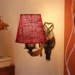 Antique Gold Wall Lamp for Office/Home/Gifting with Jute conical Maroon Shade(7×5.5×9.25) Inches
