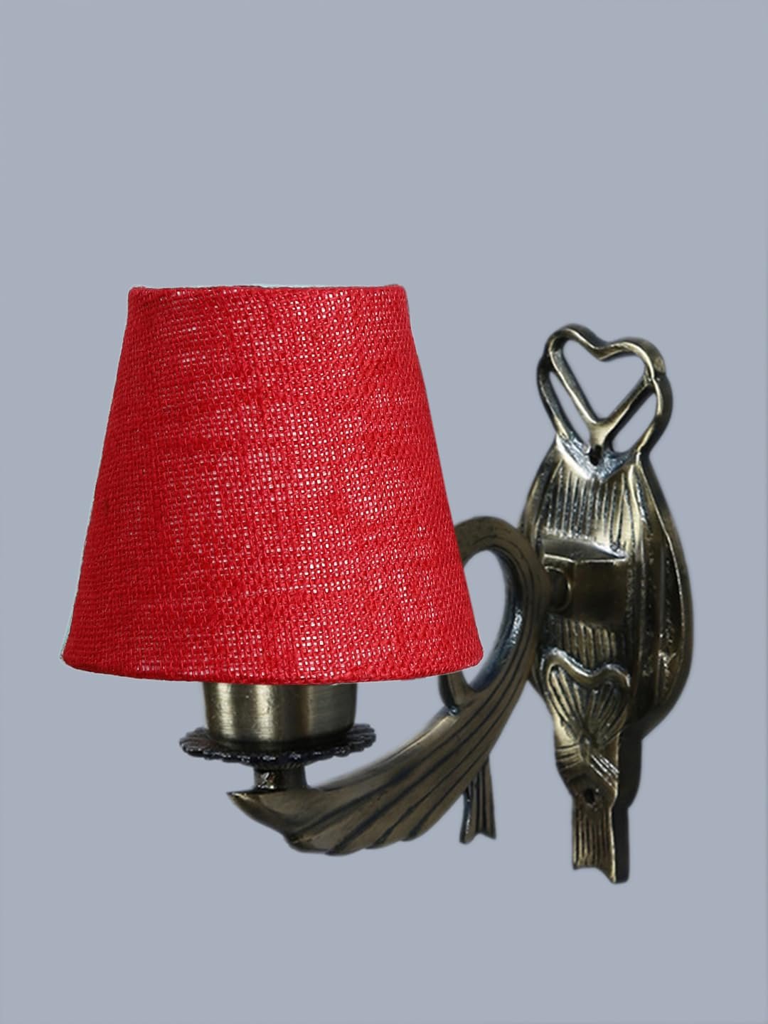 Antique Gold Wall Lamp for Office/Home/Gifting with Jute conical Maroon Shade(7x5.5x9.25) Inches