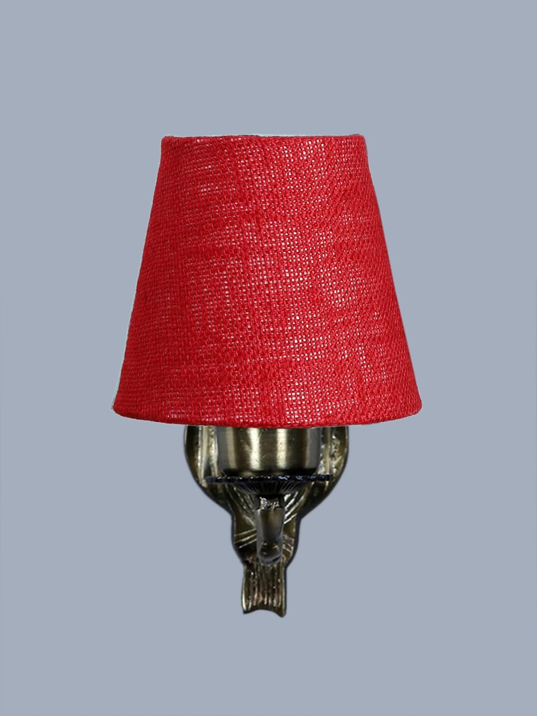 Antique Gold Wall Lamp for Office/Home/Gifting with Jute conical Maroon Shade(7x5.5x9.25) Inches
