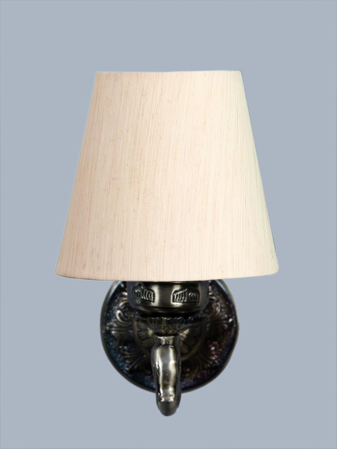 Antique Gold Wall Lamp for Office/Home/Gifting with Cotton conical Off-White Shade(7x5.5x9.25) Inches -61