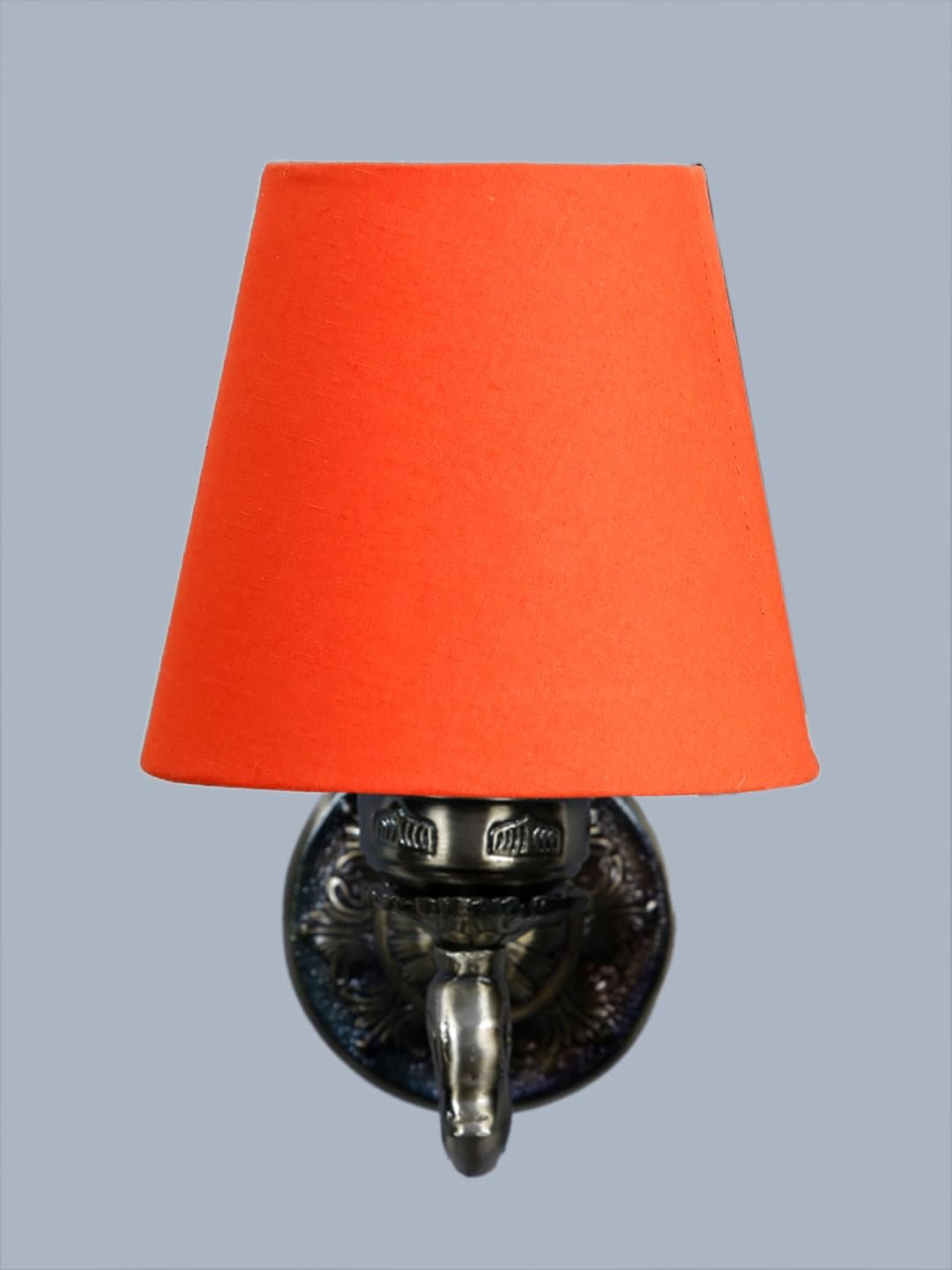 Antique Gold Wall Lamp for Office/Home/Gifting with Cotton conical Orange Shade(7x5.5x9.25) Inches -64