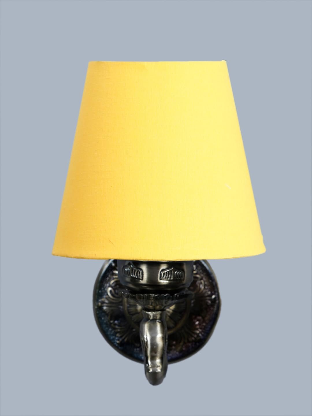 Antique Gold Wall Lamp for Office/Home/Gifting with Cotton conical Yellow Shade(7x5.5x9.25) Inches -65