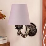 Antique Gold Wall Lamp for Office/Home/Gifting with Cotton conical Grey Shade(7×5.5×9.25) Inches -70