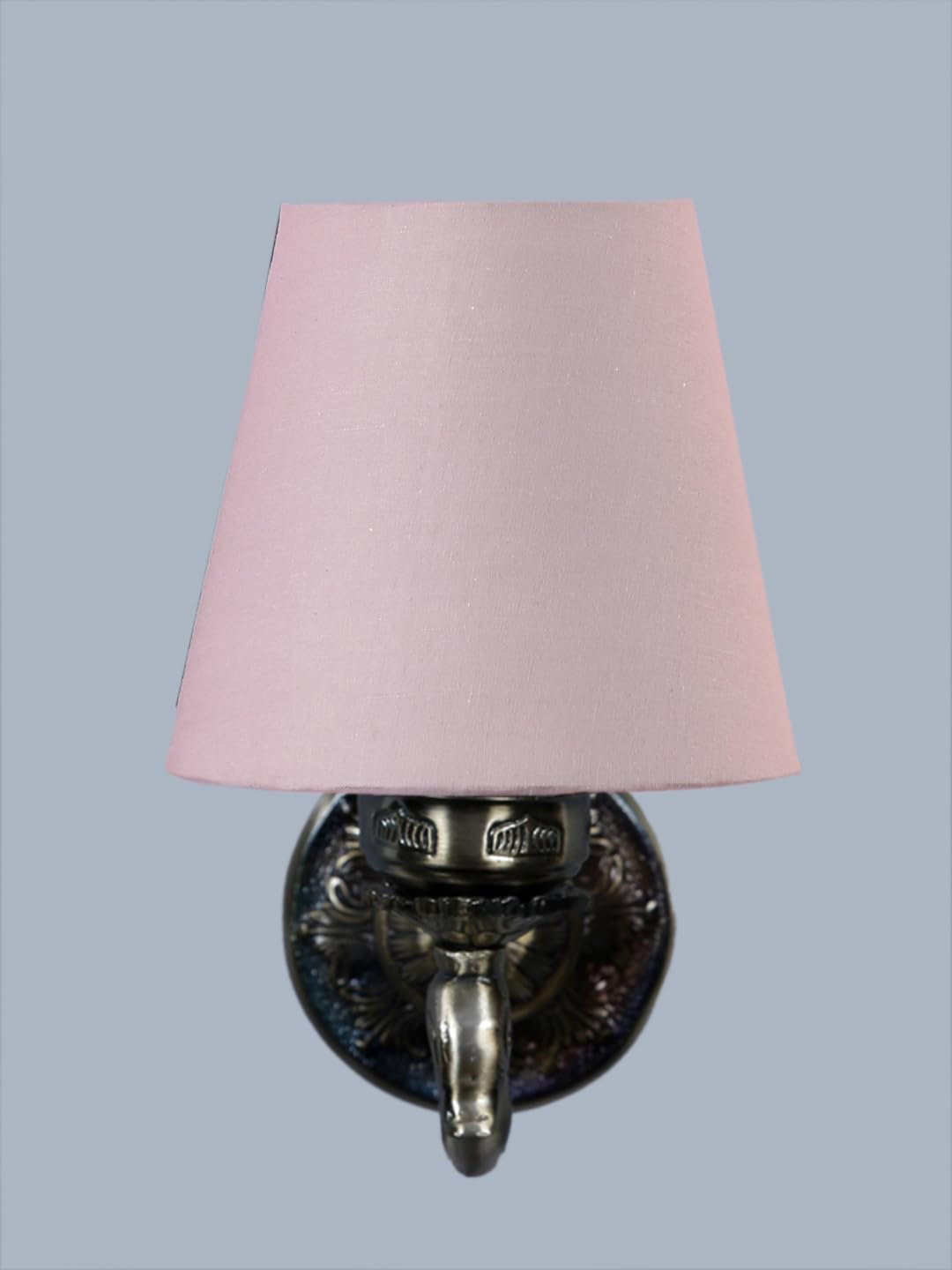 Antique Gold Wall Lamp for Office/Home/Gifting with Cotton conical Grey Shade(7x5.5x9.25) Inches -70