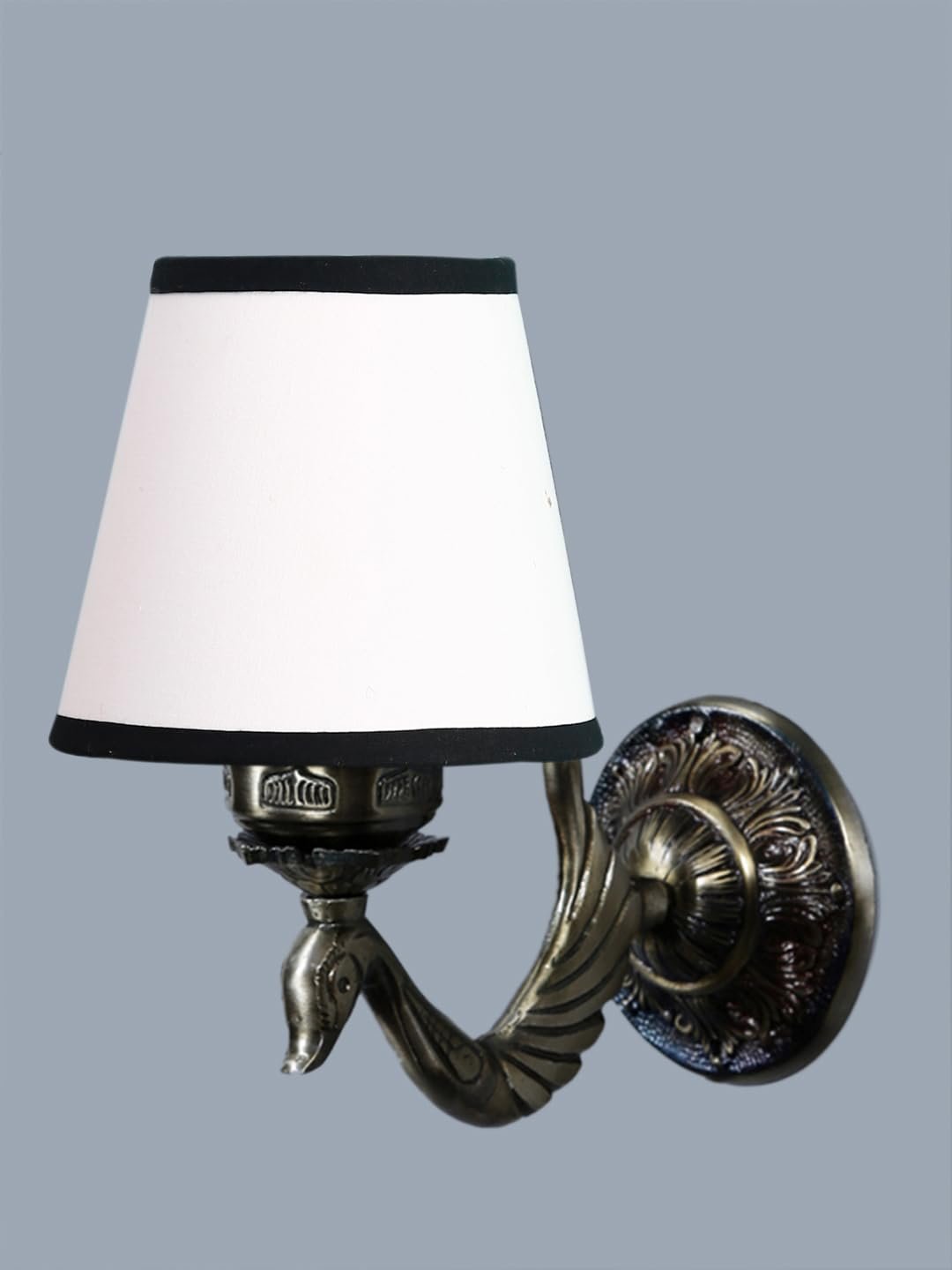 Antique Gold Wall Lamp for Office/Home/Gifting with Cotton conical White & Black Shade(7x5.5x9.25) Inches -66