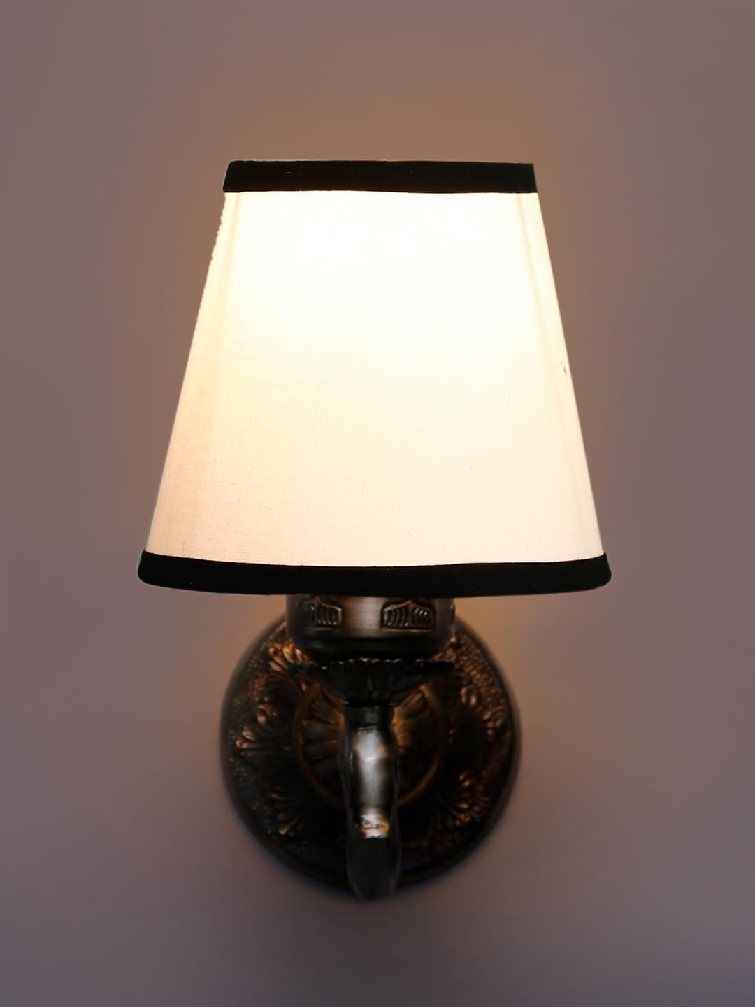 Antique Gold Wall Lamp for Office/Home/Gifting with Cotton conical White & Black Shade(7x5.5x9.25) Inches -66