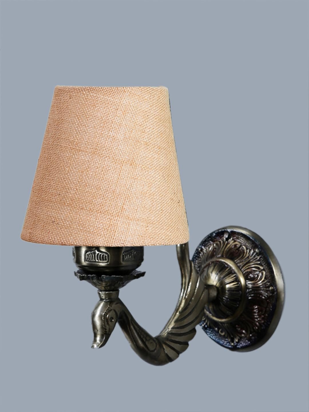 Antique Gold Wall Lamp for Office/Home/Gifting with Jute conical Beige Shade(7x5.5x9.25) Inches -67
