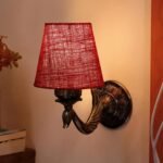 Antique Gold Wall Lamp for Office/Home/Gifting with Jute conical Maroon Shade(7×5.5×9.25) Inches -71