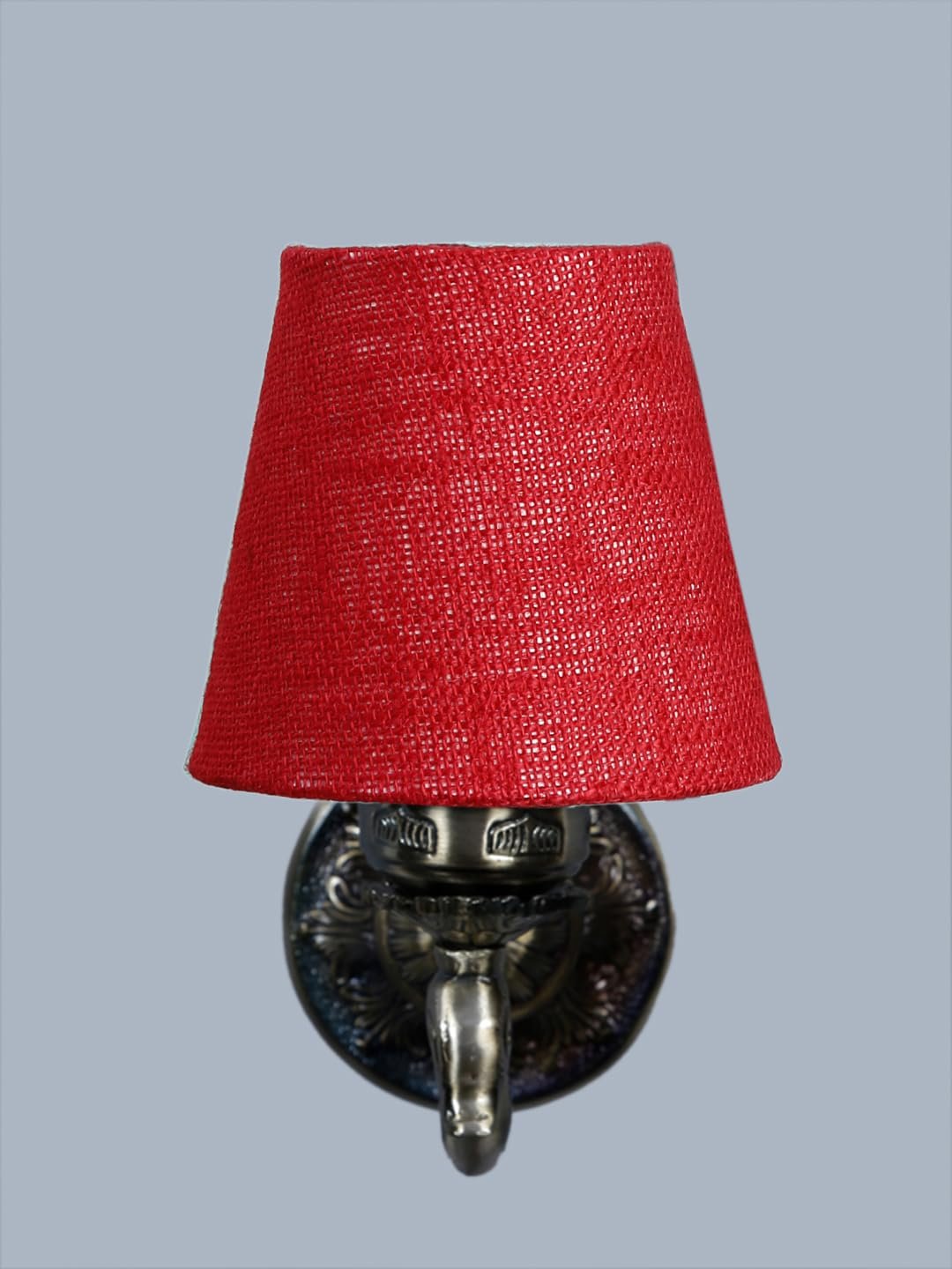 Antique Gold Wall Lamp for Office/Home/Gifting with Jute conical Maroon Shade(7x5.5x9.25) Inches -71
