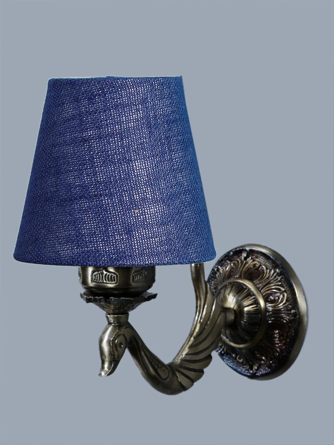 Antique Gold Wall Lamp for Office/Home/Gifting with Jute conical Blue Shade(7x5.5x9.25) Inches -72