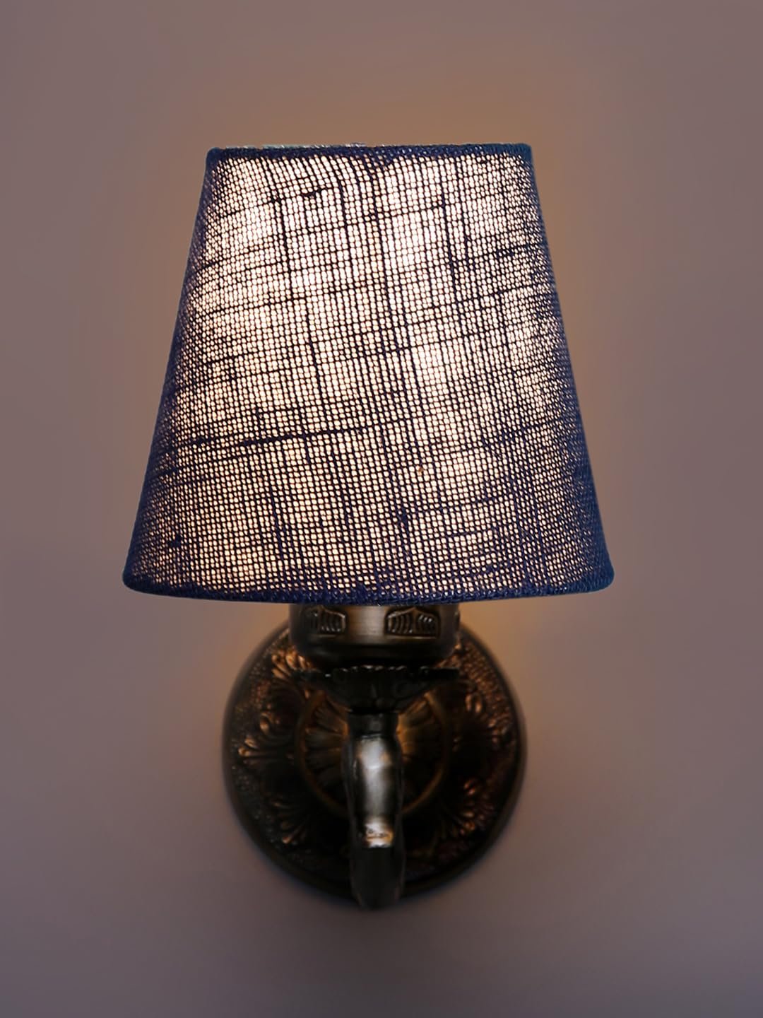 Antique Gold Wall Lamp for Office/Home/Gifting with Jute conical Blue Shade(7x5.5x9.25) Inches -72