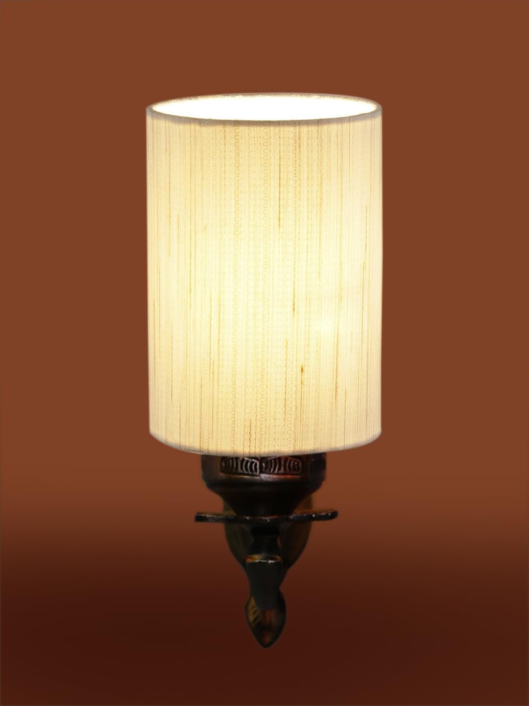 Antique Gold Wall Lamp for Office/Home/Gifting with Cotton Off-White Shade(8x4.25x11) Inches -76