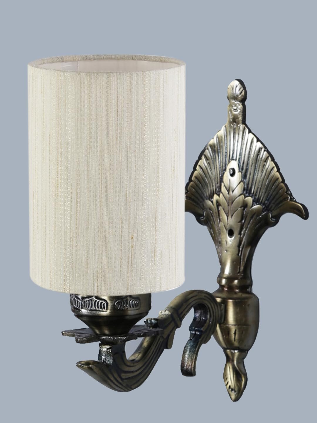 Antique Gold Wall Lamp for Office/Home/Gifting with Cotton Off-White Shade(8x4.25x11) Inches -76