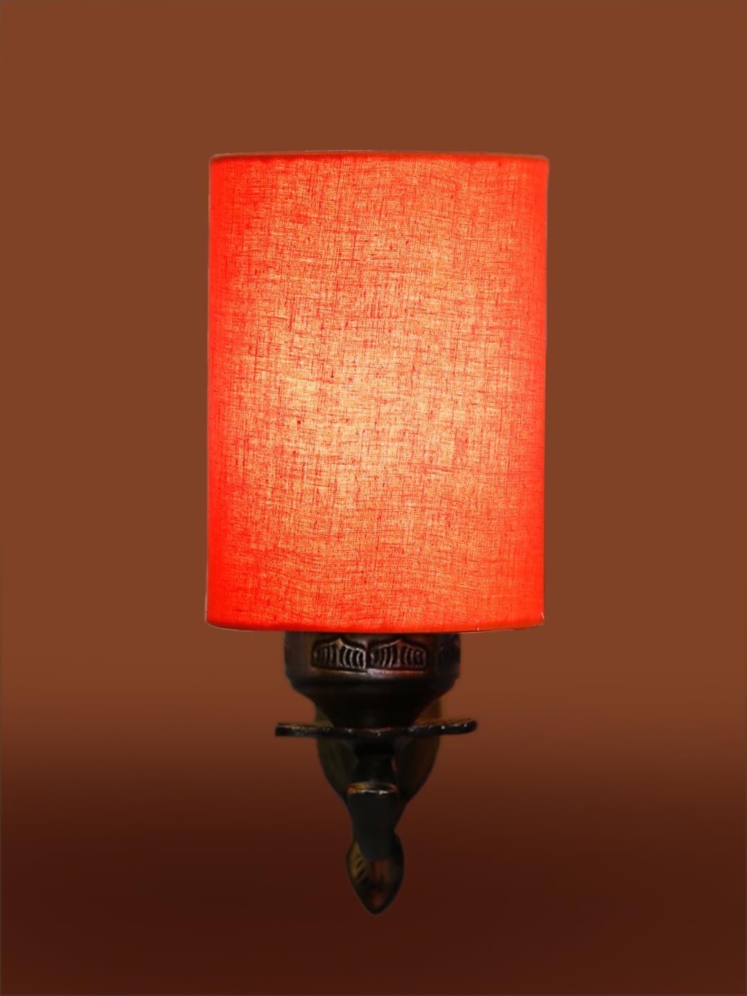 Antique Gold Wall Lamp for Office/Home/Gifting with Cotton Orange Shade(8x4.25x11) Inches -79