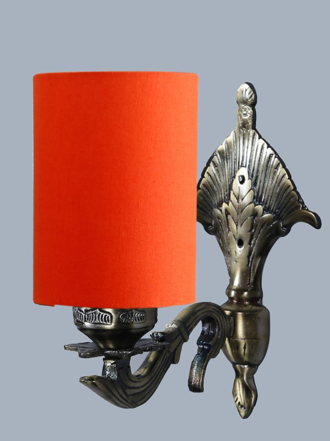 Antique Gold Wall Lamp for Office/Home/Gifting with Cotton Orange Shade(8x4.25x11) Inches -79