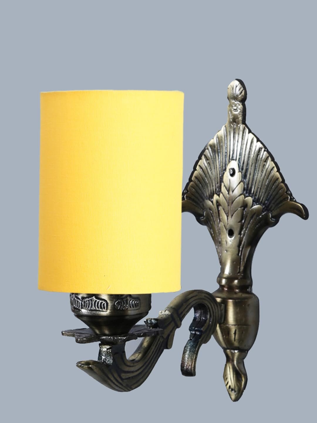 Antique Gold Wall Lamp for Office/Home/Gifting with Cotton Yellow Shade(8x4.25x11) Inches -80