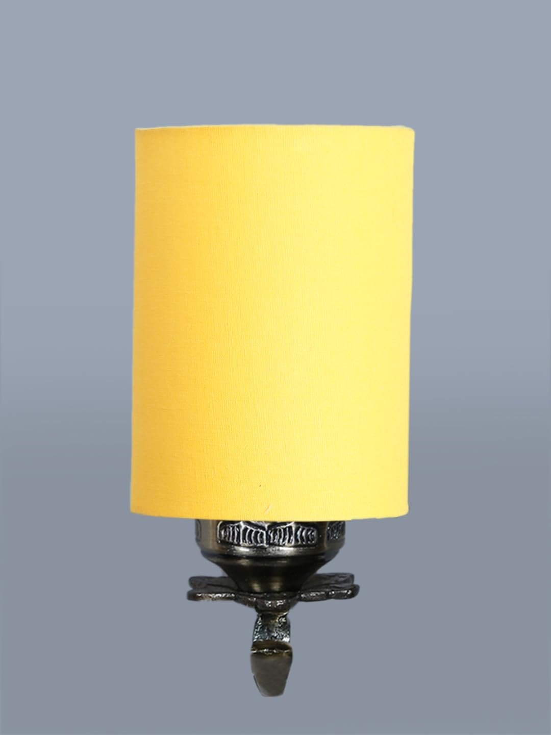 Antique Gold Wall Lamp for Office/Home/Gifting with Cotton Yellow Shade(8x4.25x11) Inches -80