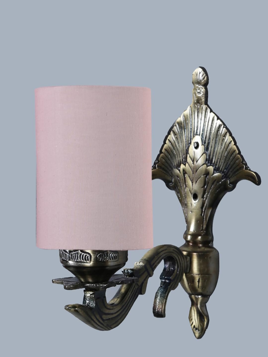 Antique Gold Wall Lamp for Office/Home/Gifting with Cotton Grey Shade(8x4.25x11) Inches -81