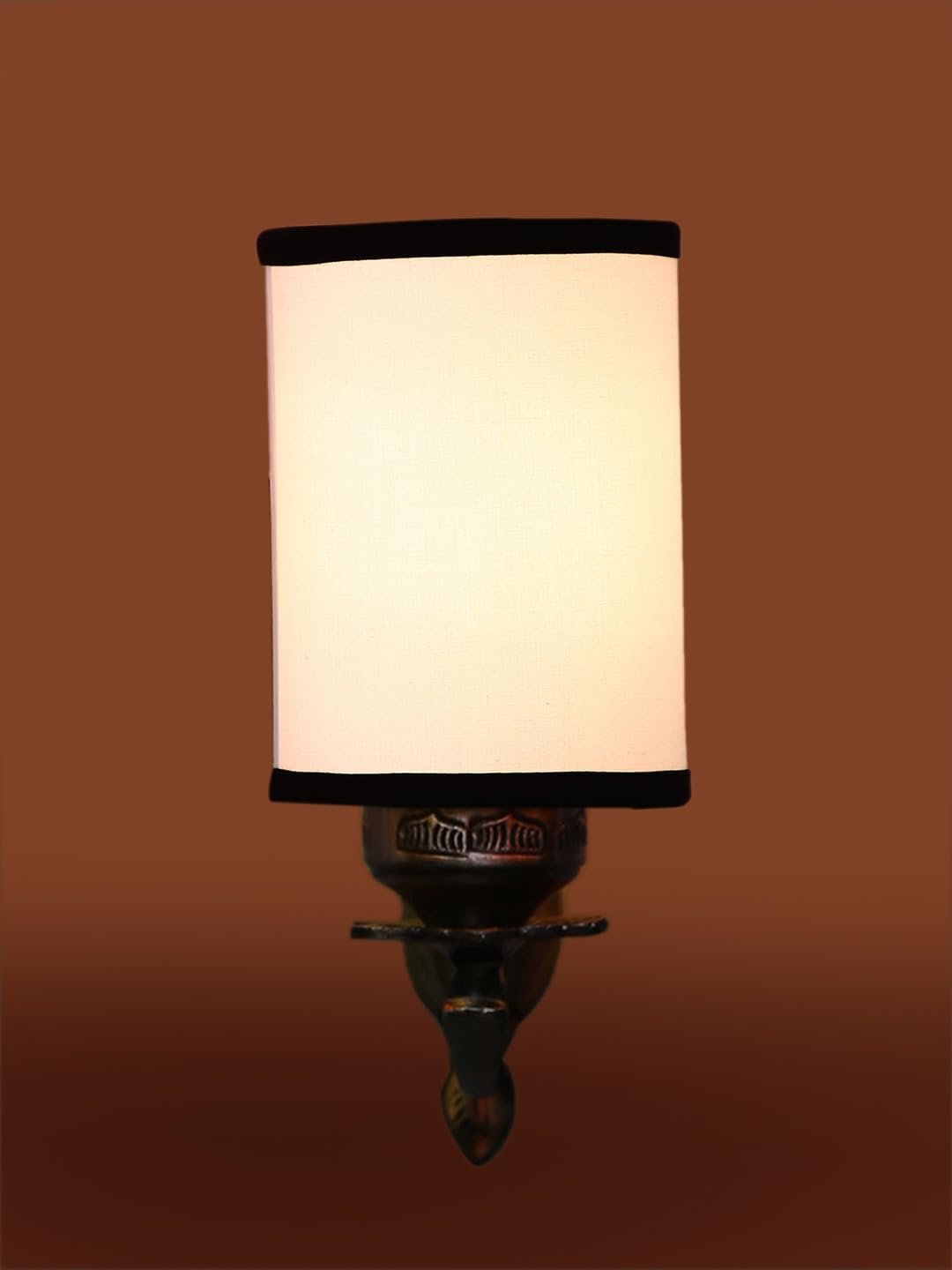 Antique Gold Wall Lamp for Office/Home/Gifting with Cotton White & Black Shade(8x4.25x11) Inches -82