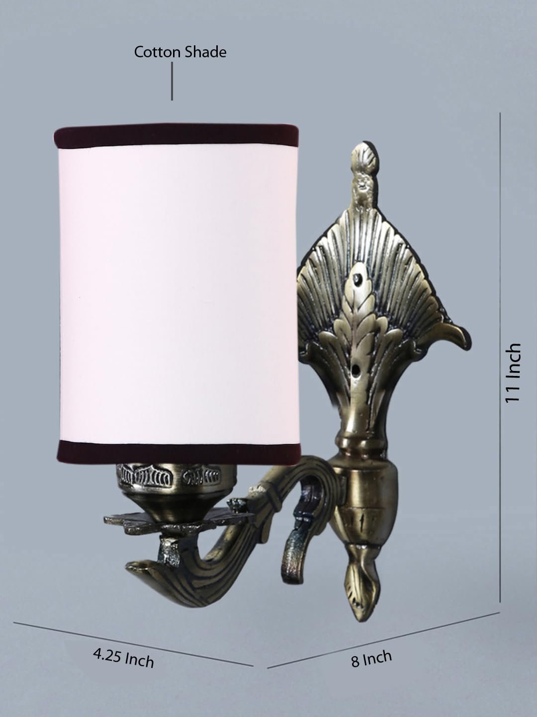 Antique Gold Wall Lamp for Office/Home/Gifting with Cotton White & Black Shade(8x4.25x11) Inches -82