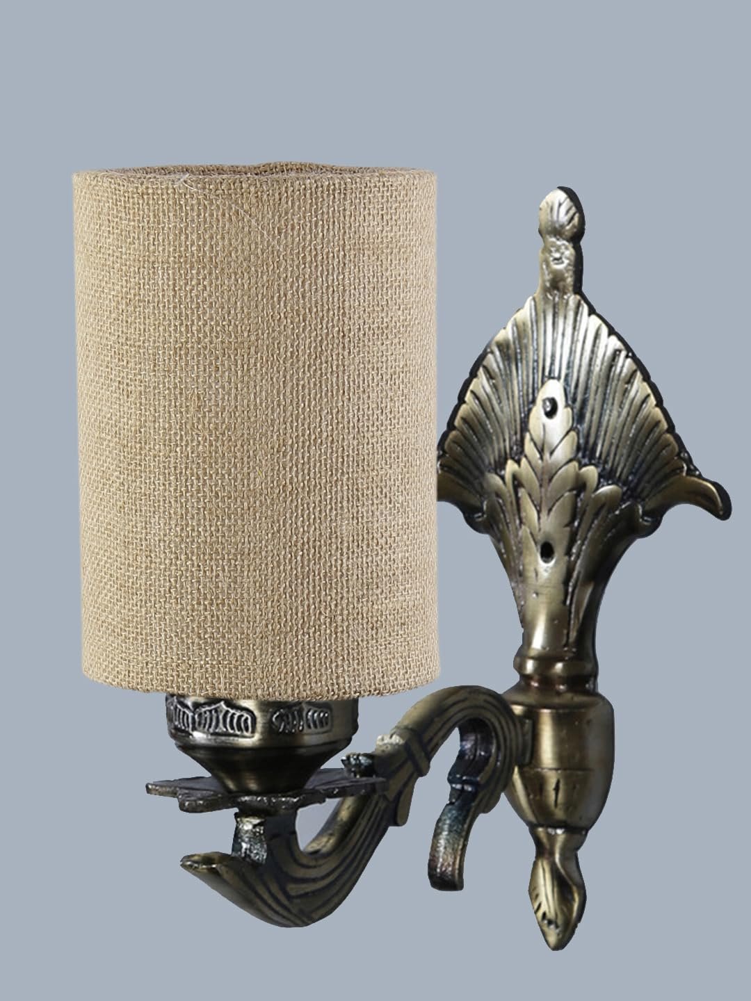 Antique Gold Wall Lamp for Office/Home/Gifting with Jute Beige Shade(8x4.25x11) Inches -83