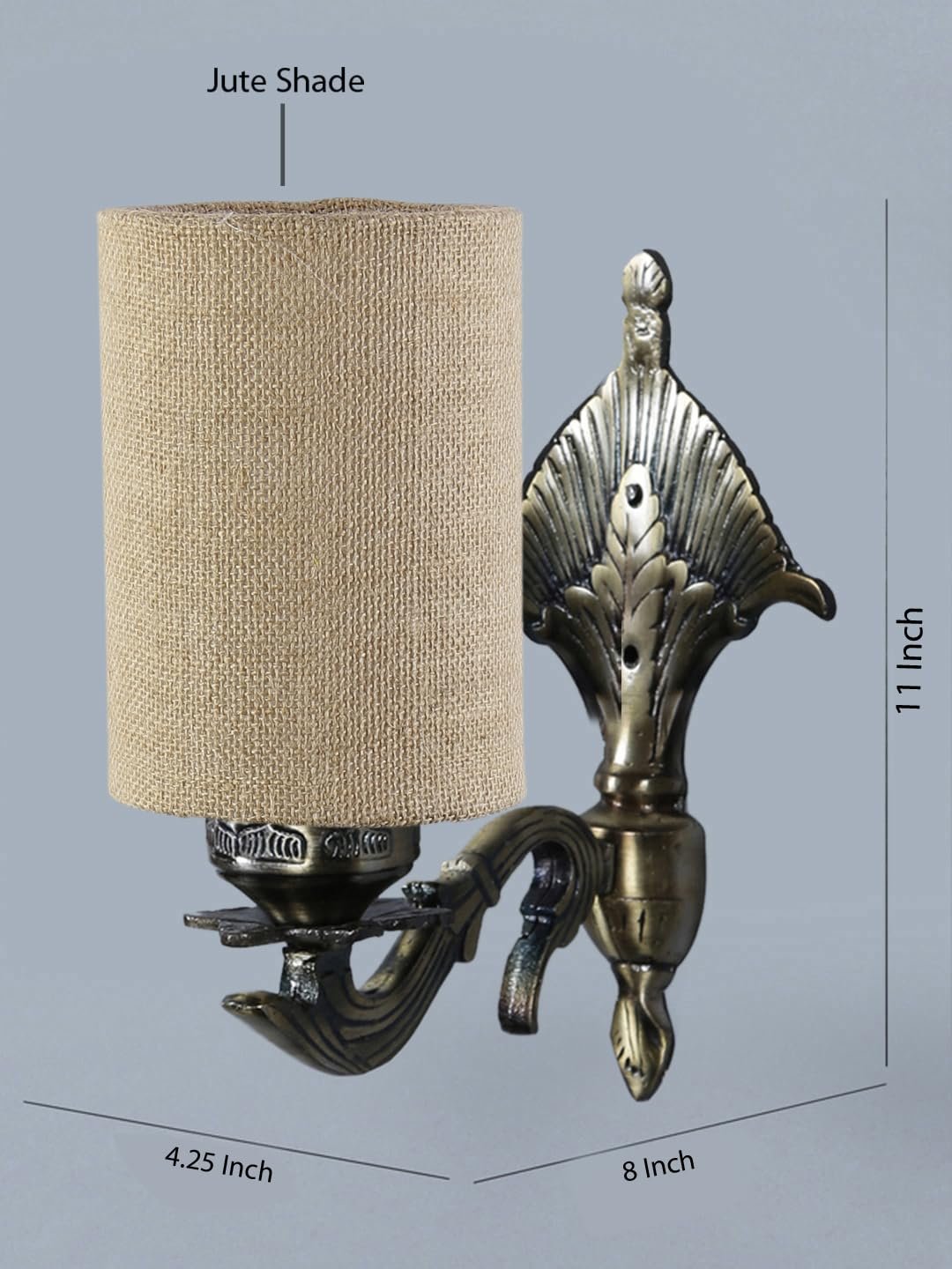 Antique Gold Wall Lamp for Office/Home/Gifting with Jute Beige Shade(8x4.25x11) Inches -83