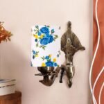 Antique Gold Wall Lamp for Office/Home/Gifting with Cotton Printed Shade(8×4.25×11) Inches -88