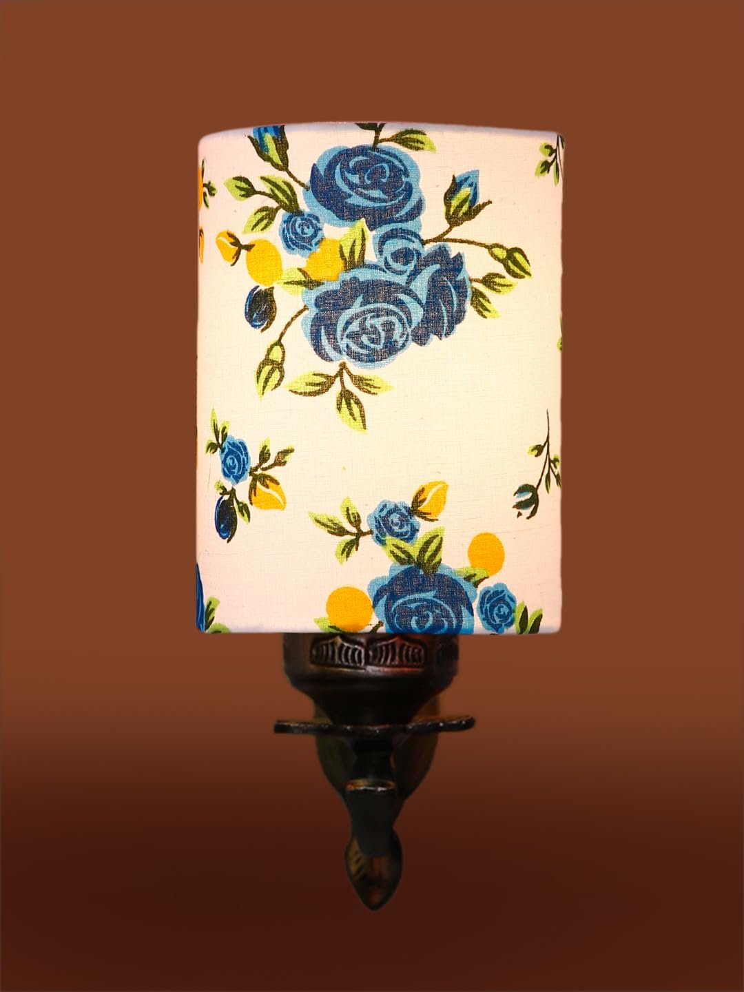 Antique Gold Wall Lamp for Office/Home/Gifting with Cotton Printed Shade(8x4.25x11) Inches -88