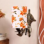 Antique Gold Wall Lamp for Office/Home/Gifting with Cotton Printed Shade(8×4.25×11) Inches -89
