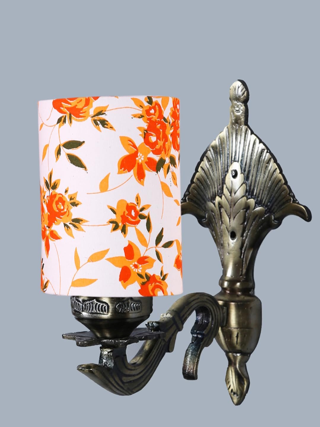 Antique Gold Wall Lamp for Office/Home/Gifting with Cotton Printed Shade(8x4.25x11) Inches -89