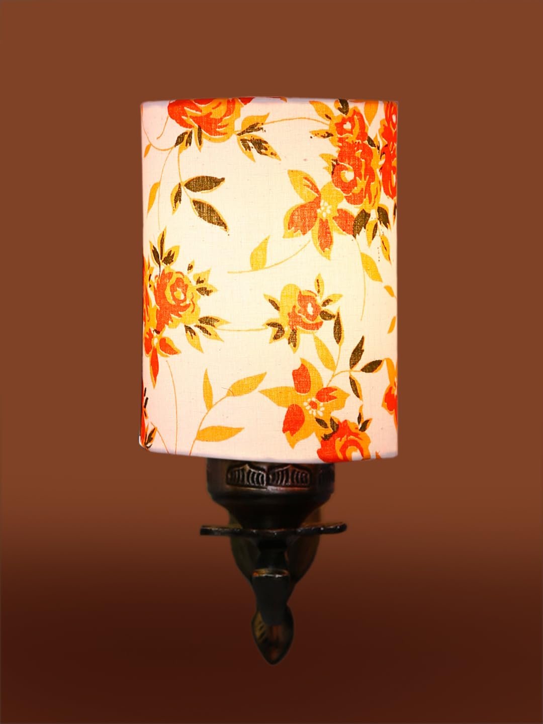 Antique Gold Wall Lamp for Office/Home/Gifting with Cotton Printed Shade(8x4.25x11) Inches -89