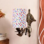 Antique Gold Wall Lamp for Office/Home/Gifting with Cotton Printed Shade(8×4.25×11) Inches -90