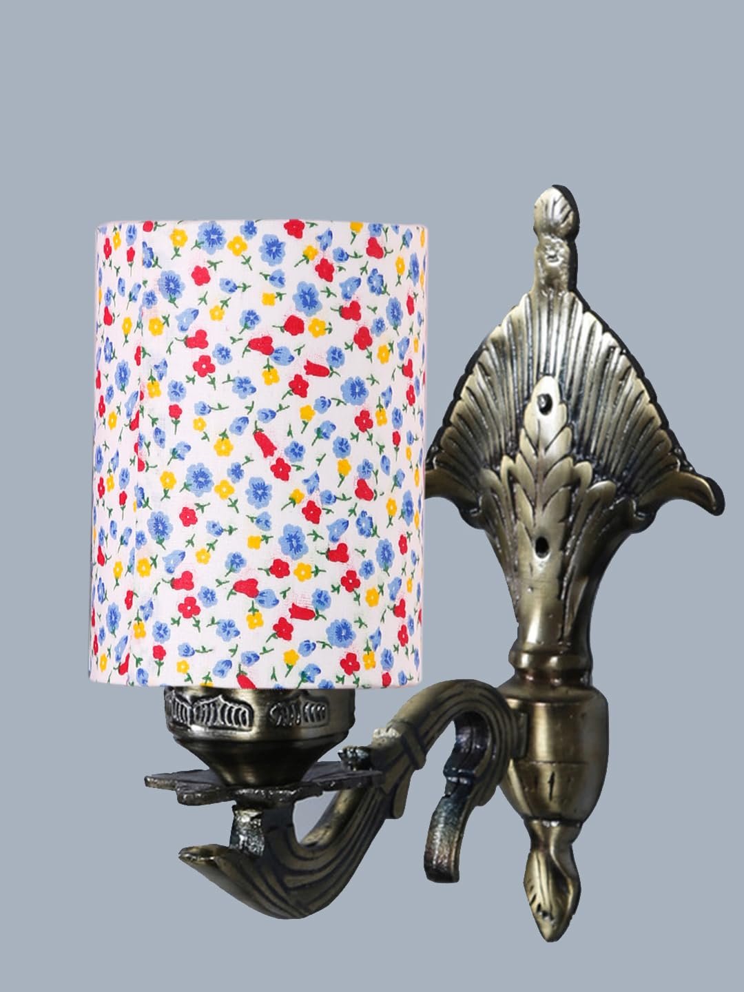 Antique Gold Wall Lamp for Office/Home/Gifting with Cotton Printed Shade(8x4.25x11) Inches -90