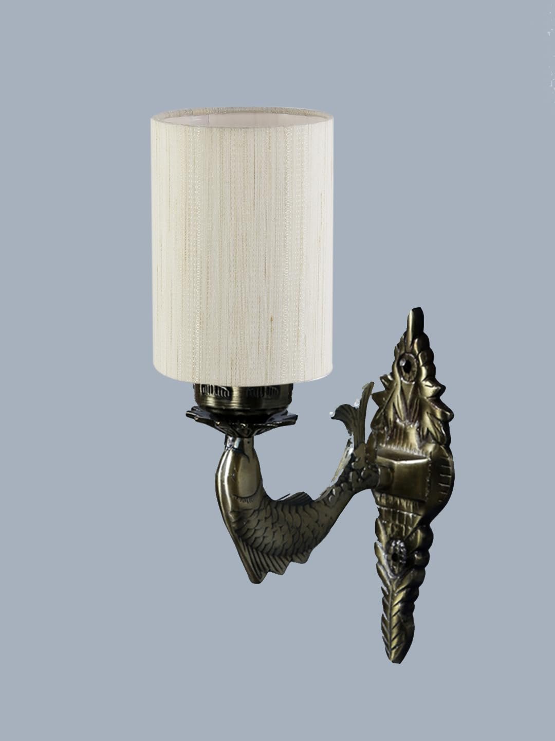 Antique Gold Wall Lamp for Office/Home/Gifting with Cotton Off-White Shade(8x4.25x11) Inches -91